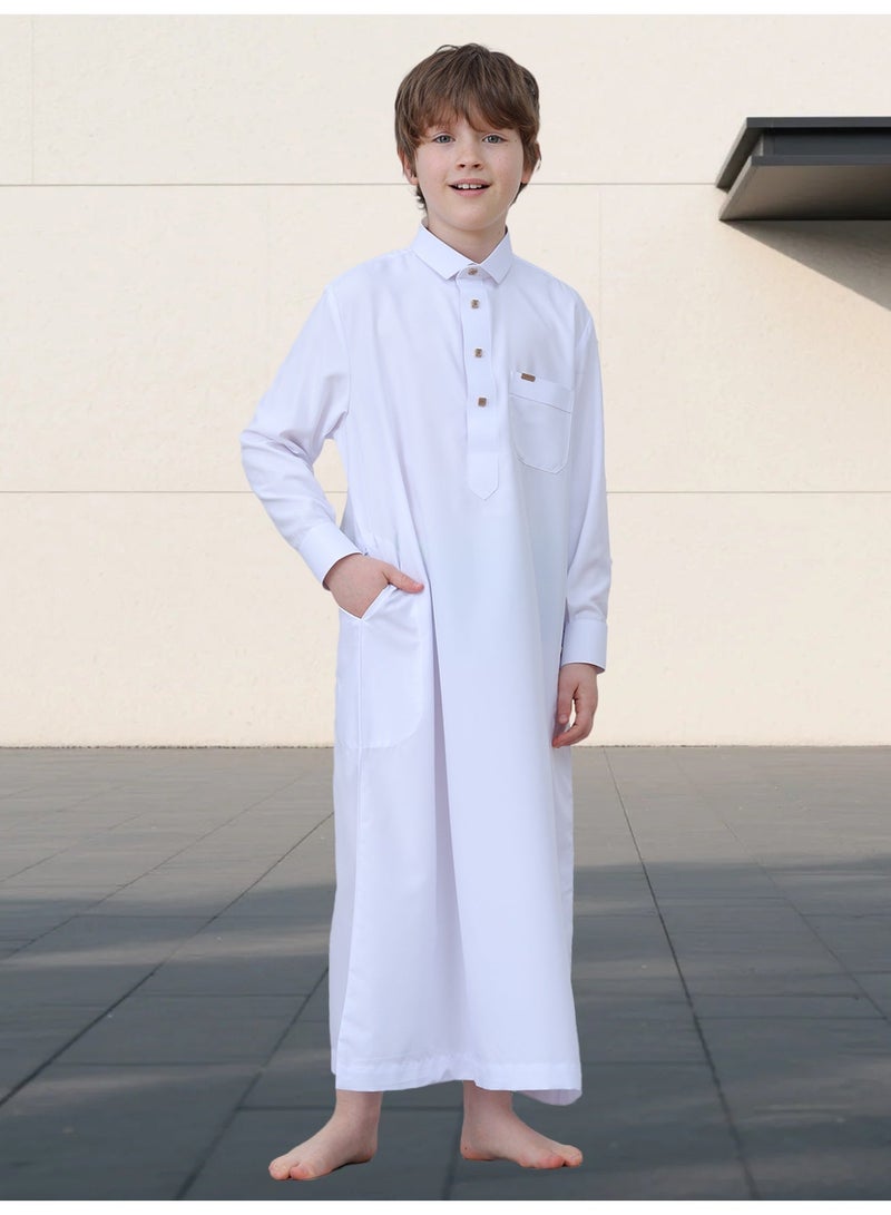 ثوب أطفال أبيض فاخر - Image 1